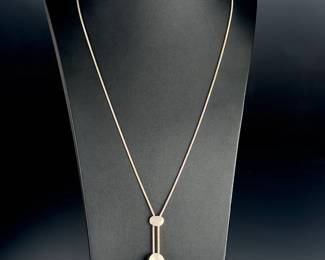 BTP Modernist Sterling Silver Lariat Tassel Necklace 28" Snake Chain