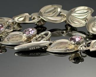 Hermann Siersbøl Danish Sterling Silver Amethyst Link Bracelet 925 HS