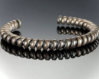 ZINA Sterling Silver Coil Cuff Bracelet Vintage 925 Estate Jewelry