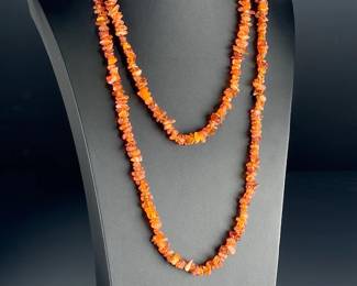 50" Baltic Amber Chip Necklace Continuous Endless Strand 49.5g Honey Cognac