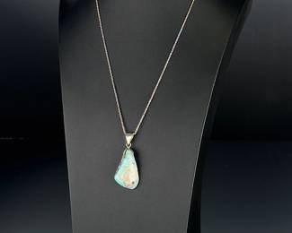 925 Sterling Silver Italian Box Chain & Crazy Lace Agate Leaf Pendant Necklace