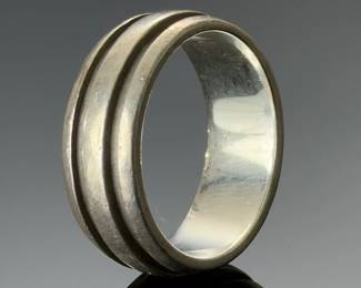 Tiffany & Co. Vintage 1995 Sterling Silver Grooved Band Ring Size 11.5
