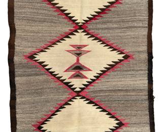 Vintage Southwest Handwoven Wool Rug - Mexican Zapotec Style Geometric Weaving