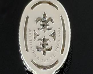 Judith Ripka Sterling Silver Pave CZ Eternity Oval Pendant Charm