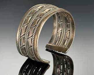 Vintage Mexican Sterling Silver Cuff Bracelet, Taxco Style, TE-51 Mark