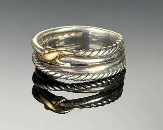 David Yurman X Crossover Ring, 18K Gold & Sterling Silver Band, 6mm