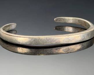 Vintage Silver Cuff Bracelet Unmarked Unsigned Estate Jewelry