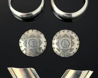 Sterling Silver Vintage Earrings Lot of 3 Pairs Mexican Modernist Southwestern