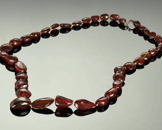 Vintage Cherry Baltic Amber Chunky Freeform Nugget Statement Necklace - 30"