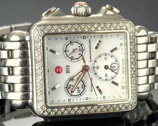 Michele Deco MW06A0 Diamond Chronograph Mother of Pearl Stainless Steel Watch