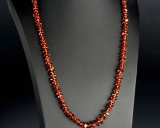 Vintage Baltic Cognac Amber Chunk Nugget Necklace Hand-Knotted 28"