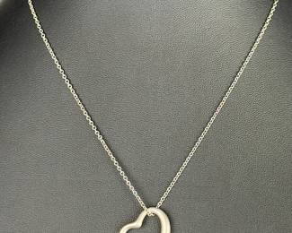 Tiffany & Co Elsa Peretti Open Heart Pendant Necklace 925 Sterling Silver Spain