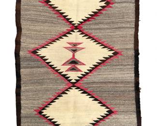 Vintage Southwest Handwoven Wool Rug - Mexican Zapotec Style Geometric Weaving