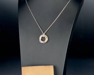 David Yurman 14K Gold 925 Sterling Silver Crossover Multi-Ring Pendant Necklace