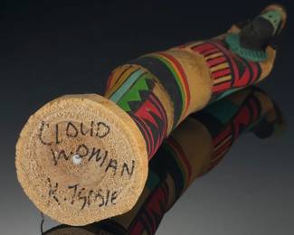Hopi Tewa Cloud Woman Wood Kachina Doll Signed K. Tsosie Native American Art