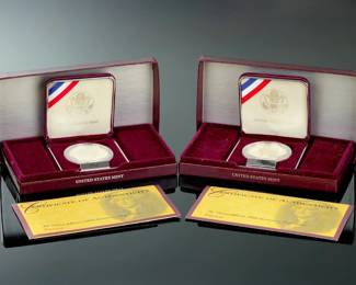 Lot of 2 US 1993 Thomas Jefferson 250th Anniversary 90% Silver Proof Dollars