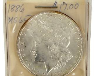 1886 US Morgan Silver Dollar Coin 90% Fine Silver Uncirculated