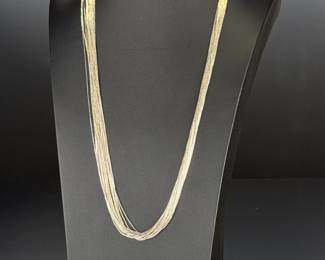 CJC Native American Sterling Liquid Silver 20-Strand Necklace 29"