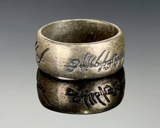 Vintage Lord of the Rings Sterling Silver Inscribed Band Ring, Sz 8.25