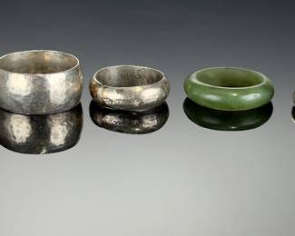 Vintage Estate Lot of 6 Rings: Sterling Silver Tone, Copper, Jadeite