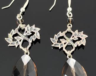Stephen Dweck Sterling Silver Smoky Quartz & Pearl Dangle Earrings