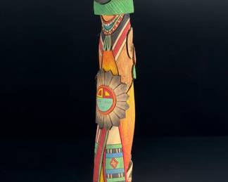 Ron Koopee Hopi Tewa 'Deer' Kachina Hand-Carved Wood Sculpture - Signed