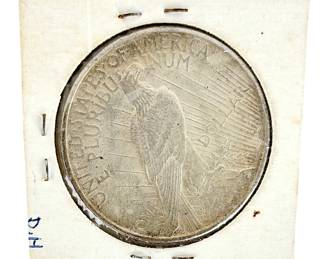1923-S Peace Dollar US Silver Coin, 90% Fine Silver, San Francisco Mint