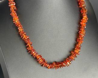 Vintage Baltic Amber Chunky Disc Bead Necklace Cognac Honey 21.5"