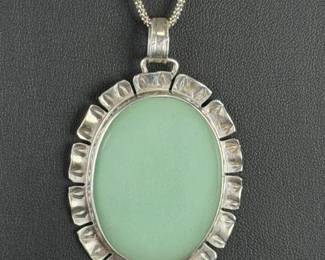 Green Aventurine Sterling Silver Pendant Necklace Southwestern SB Danecraft