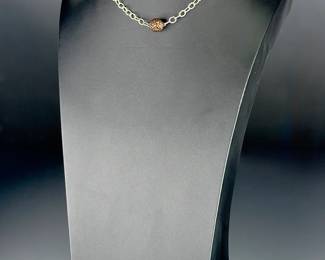 Emily Austin Sterling Silver Pave Crystal Disco Ball Necklace 925 Signed