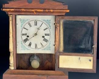 Antique Waterbury Gilded Column Shelf Clock - Wood Mantel Clock for Repair