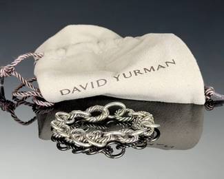 David Yurman Sterling Silver Cable & Smooth Oval Link Bracelet 7in