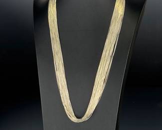 Native American 50-Strand Liquid Sterling Silver Necklace 29" 70.8g Vintage