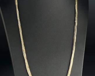 Native American 20 Strand Liquid Sterling Silver Necklace 29" Vintage 30.4g