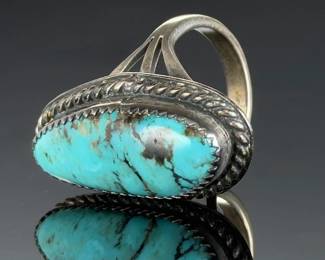 Navajo Vintage Turquoise Sterling Silver Ring, Size 7