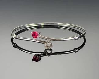 Sterling Silver 925 Bracelet Lot: Heart Bypass Bangle & Multi-Strand Beads