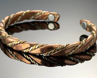 Vintage Sergio Lub Copper Magnetic Therapy Cuff Bracelet Twisted Mixed Metal