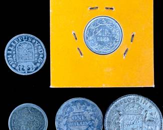 5-Coin Silver Lot: 1737 Spanish Real, UK Victoria, Australia Florin, Swiss, Dutch