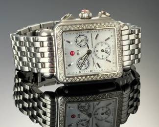 Michele Deco MW06A0 Diamond Chronograph Mother of Pearl Stainless Steel Watch