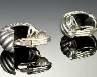 David Yurman Sterling Silver Sculpted Cable Clip-On Earrings DY 925