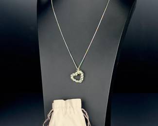 David Yurman Sterling Silver Cable Heart Pendant Necklace 24" Double Box Chain