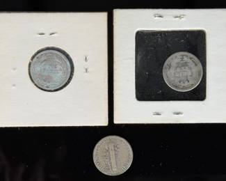 1876-CC Seated Liberty, 1907 Barber, 1944 Mercury US 90% Silver Dimes Lot