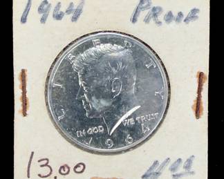 1964 US Kennedy Half Dollar 90% Silver Proof Coin