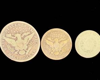 US Silver Barber Half Dollar, Quarter & Liberty V Nickel Coin Lot (3)