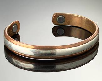 Vintage Sergio-Lub Copper & Silver Magnetic Therapy Cuff Bracelet