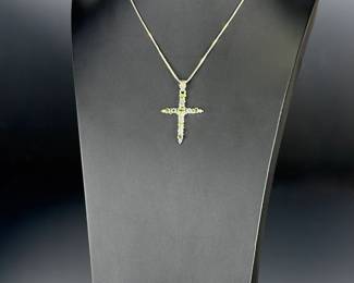 Disney JCM Sterling Silver Gemstone Cross Pendant Necklace Peridot Blue Topaz