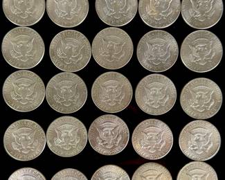 25 Kennedy Half Dollars 40% Silver Coin Lot Pre-1969 Circulated