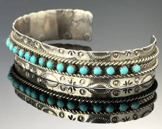 Zuni Snake Eye Turquoise Sterling Silver Cuff Bracelet Jason & Pearl Ukestine