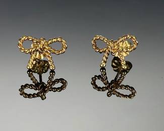 Tiffany & Co. 18K Yellow Gold Twisted Rope Bow Stud Earrings