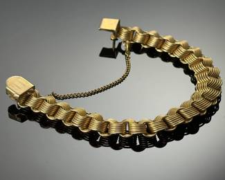 Vintage Rhythm 12K Gold Filled Nested Multi-Wire Roll Link Bracelet, 24g